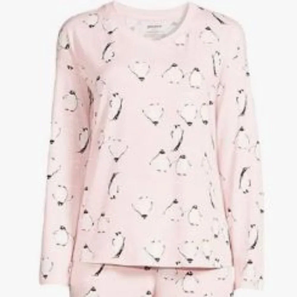 Joyspun Women's Pink Penguin Print Pajama Top - XL - Picture 3 of 8